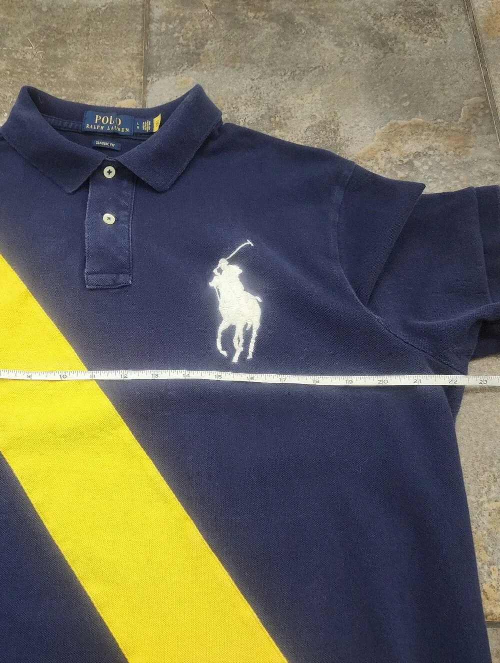 Polo Ralph Lauren Men's Large Y2K Classic Fit Big Pony Striped Rugby Polo Shirt